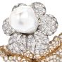 Buccellati Vintage GIA Natural Pearl Diamond 18K Gold Flower Brooch Pin|Dover Jewelry|