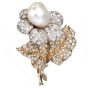 Buccellati Vintage GIA Natural Pearl Diamond 18K Gold Flower Brooch Pin|Dover Jewelry|