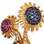 Vintage Paris Ian Dessin Diamond Ruby Sapphire 18K Floral Brooch