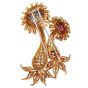 Vintage Paris Ian Dessin Diamond Ruby Sapphire 18K Floral Brooch