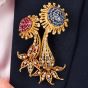 Vintage Paris Ian Dessin Diamond Ruby Sapphire 18K Floral Brooch