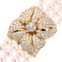 Mikimotto 7.57cts Diamond Pearl 18K Gold Layered Flower Necklace|Dover Jewelry|