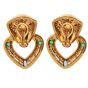 Estate Diamond 7.40cts Multi Gemstone 18K Gold Doorknocker Clip-On Statement Earrings |Dover Jewelry|