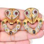 Estate Diamond 7.40cts Multi Gemstone 18K Gold Doorknocker Clip-On Statement Earrings |Dover Jewelry|