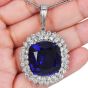 GIA Certified Tanzanite 55.64carats Diamond 18K White Gold Collectors Pendant|Dover Jewelry|