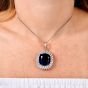 GIA Certified Tanzanite 55.64carats Diamond 18K White Gold Collectors Pendant|Dover Jewelry|