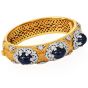 Italian cabochon Sapphire Diamond 18K Gold  Bangle Bracelet|Dover Jewelry|