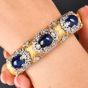 Italian cabochon Sapphire Diamond 18K Gold  Bangle Bracelet|Dover Jewelry|