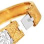 Vintage Diamond 18K Two Tone Gold Floral Lace Bangle |Dover Jewelry|