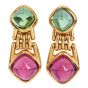 Bvlgari Tourmaline Peridot 18K Gold Sugarloaf Drop Earrings|Dover Jewelry|