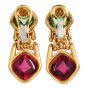 Bvlgari Tourmaline Peridot 18K Gold Sugarloaf Drop Earrings|Dover Jewelry|