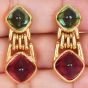 Bvlgari Tourmaline Peridot 18K Gold Sugarloaf Drop Earrings|Dover Jewelry|
