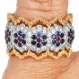 Vintage Buccellati Diamond Sapphire Ruby 18K Gold Floral Eternity Ring|Dover Jewelry|