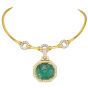 David Webb GIA 68.75 carat Carved Emerald Diamond 18K Pendant Necklace
