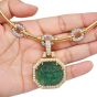David Webb GIA 68.75 carat Carved Emerald Diamond 18K Pendant Necklace|Dover Jewelry|
