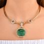 David Webb GIA 68.75 carat Carved Emerald Diamond 18K Pendant Necklace|Dover Jewelry|