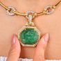 David Webb GIA 68.75 carat Carved Emerald Diamond 18K Pendant Necklace|Dover Jewelry|