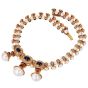 Vintage Pearl Precious Gemstone 18K Gold Statement Necklace|Dover Jewelry|