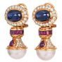 Vintage Precious Gemstone Pearl 18k Gold Statement Drop Earrings|Dover Jewelry|