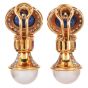 Vintage Precious Gemstone Pearl 18k Gold Statement Drop Earrings|Dover Jewelry|