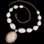 Opal Diamond 14K Gold Cabochon Drop Necklace|Dover Jewelry|