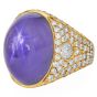 1980s Star Sapphire Diamond 18k Yellow Gold Cocktail Ring |Dover Jewelry|