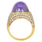 1980s Star Sapphire Diamond 18k Yellow Gold Cocktail Ring |Dover Jewelry|