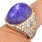 1980s Star Sapphire Diamond 18k Yellow Gold Cocktail Ring |Dover Jewelry|