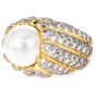 Large 5.30 carat Diamond & Pearl 18K Yellow Gold Cocktail Ring|Dover Jewelry|