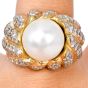 Large 5.30 carat Diamond & Pearl 18K Yellow Gold Cocktail Ring|Dover Jewelry|