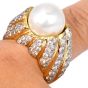 Large 5.30 carat Diamond & Pearl 18K Yellow Gold Cocktail Ring|Dover Jewelry|
