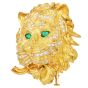Estate Diamond 1.50cts Emerald 18K Yellow Gold Lion Head Brooch Pin|Dover Jewelry|