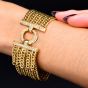 18K Yellow Gold Diamond Multi-Row Curb Chain Bracelet