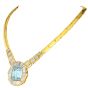 Aquamarine 36.80cts Diamond Baguette 18K Gold Collar Necklace