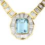 Aquamarine 36.80cts Diamond Baguette 18K Gold Collar Necklace
