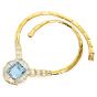 Aquamarine 36.80cts Diamond Baguette 18K Gold Collar Necklace