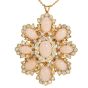Vintage Coral Diamond 18K Gold Large Floral Brooch Pendant|Dover Jewelry|