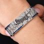 Glamorous Diamond Sapphire 18K White Gold Panther Mosaic Wrap Bracelet|Dover Jewelry|