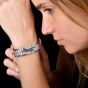 Glamorous Diamond Sapphire 18K White Gold Panther Mosaic Wrap Bracelet|Dover Jewelry|