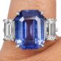 GIA 11.27 Carat Ceylon Sapphire & Diamond Three-Stone Engagement Ring 