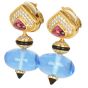 Marina B Blue 'pneu' Tourmalines Diamond 18k Gold Dangle Drop Earrings|Dover Jewelry|