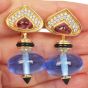 Marina B Blue 'pneu' Tourmalines Diamond 18k Gold Dangle Drop Earrings|Dover Jewelry|