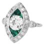 Antique Diamond 2.70cts Emerald Platinum Marquise Design Cocktail Ring|Dover Jewelry|