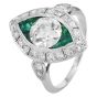 Antique Diamond 2.70cts Emerald Platinum Marquise Design Cocktail Ring|Dover Jewelry|