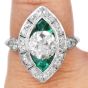 Antique Diamond 2.70cts Emerald Platinum Marquise Design Cocktail Ring|Dover Jewelry|