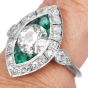 Antique Diamond 2.70cts Emerald Platinum Marquise Design Cocktail Ring|Dover Jewelry|