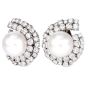 Platinum 7.00 carats Diamond Pearl Statement Clip Earrings|Dover Jewelry|