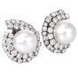 Platinum 7.00 carats Diamond Pearl Statement Clip Earrings|Dover Jewelry|