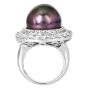 18K White Gold South Sea Pearl 2.82cts Diamond Halo Cocktail Ring|Dover Jewelry|