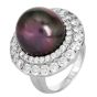 18K White Gold South Sea Pearl 2.82cts Diamond Halo Cocktail Ring|Dover Jewelry|